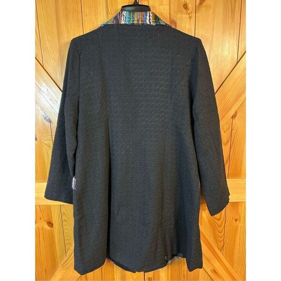 Black Plaid Jacket by DONNA WHITE Coats Size Large nwt (4912) - Picture 6 of 6